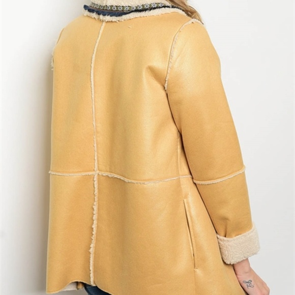 Camel microsuede shearling jacket w/pockets! - Picture 2 of 3